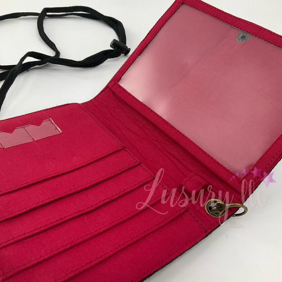 Pink Red tiny Rose Embroidery Passport Wallet, Birthday Gift, Versatile Washable - Picture 8 of 13